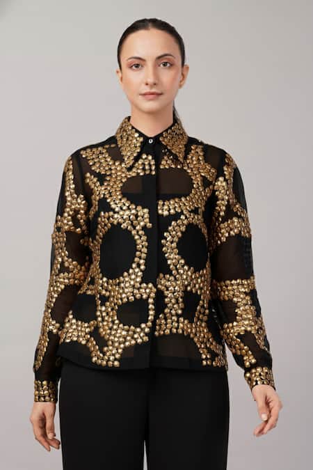 Abraham And Thakore French Cut Rings Shirt 