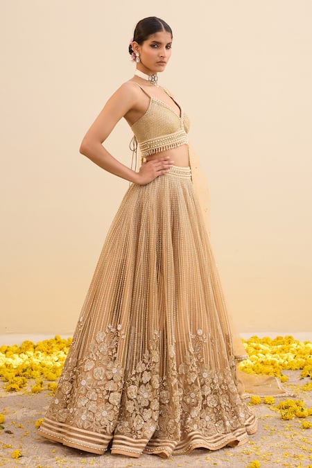 Cedar & Pine Majestic Floral Embroidered Lehenga Set 