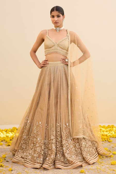 Cedar & Pine Majestic Floral Embroidered Lehenga Set 