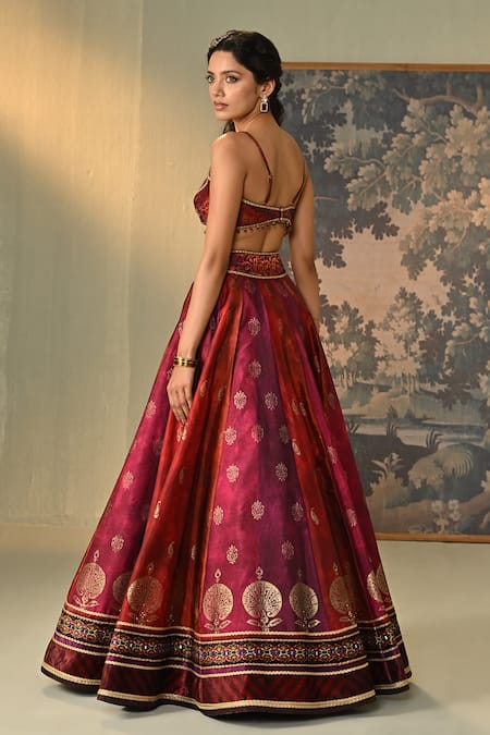 Cedar & Pine Kumkum Block Print Lehenga Set 