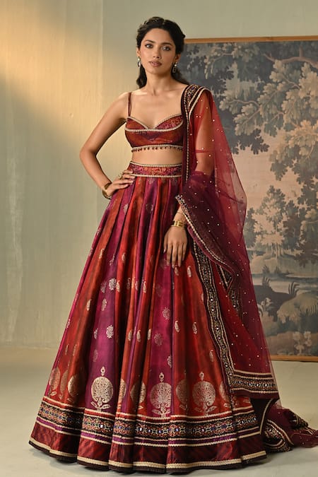 Cedar & Pine Kumkum Block Print Lehenga Set 