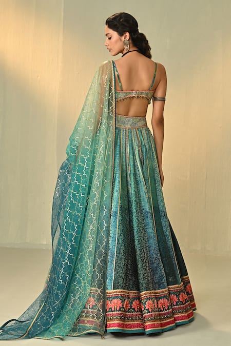 Cedar & Pine Kalindi Textured Print Lehenga Set 