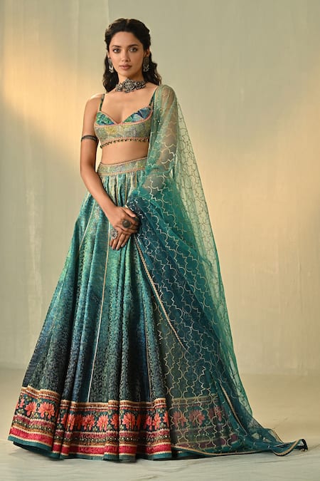 Cedar & Pine Kalindi Textured Print Lehenga Set 