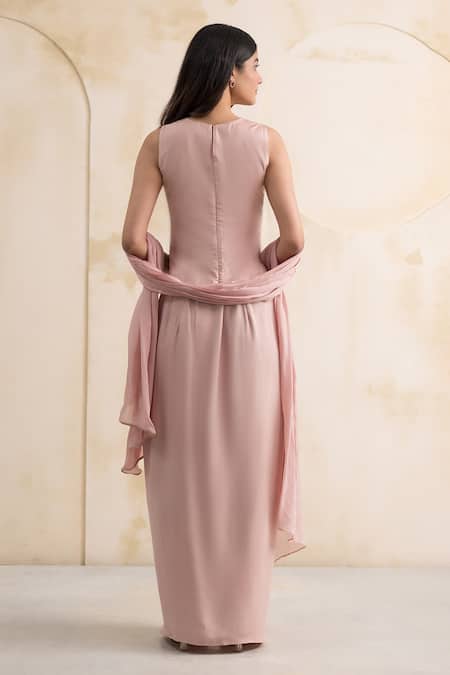 Neelu And Manvi Applique Zari Hand Embroidered Blouse Dhoti Set 