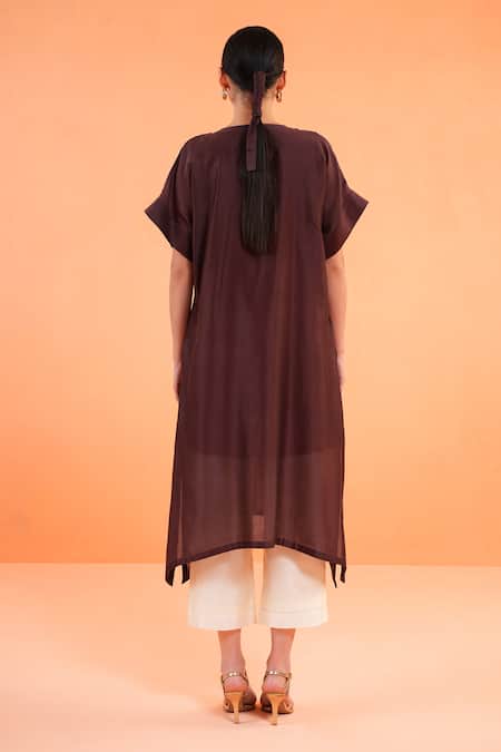 Origani Chanderi Silk Embroidered Kurta With Pant 