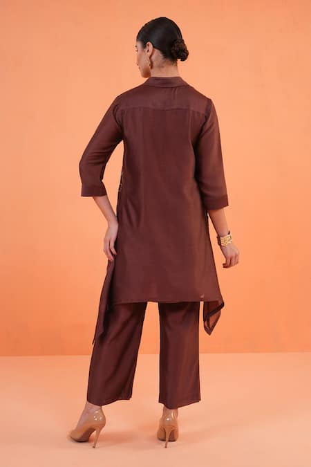 Origani Chanderi Silk Embroidered Kurta With Pant 