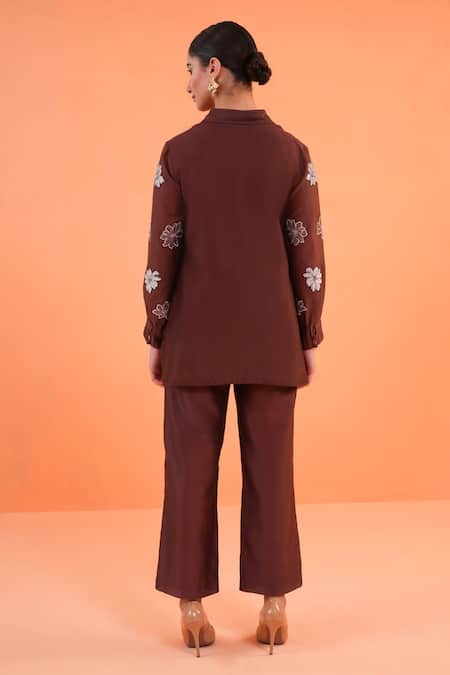 Origani Chanderi Silk Embroidered Shirt With Pant 