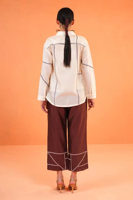 Origani Geometric Embroidered Shirt & Pant Set 