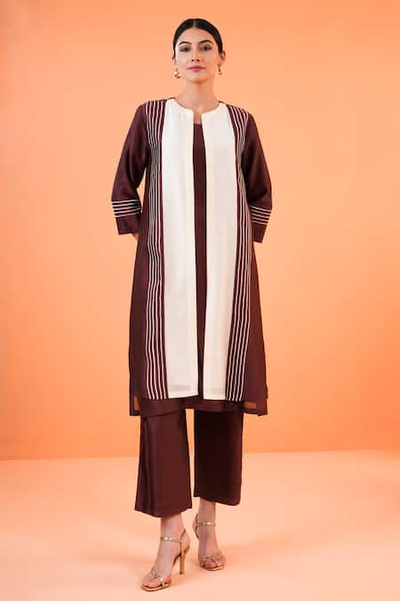 Origani Chanderi Embroidered Jacket Kurta Set 
