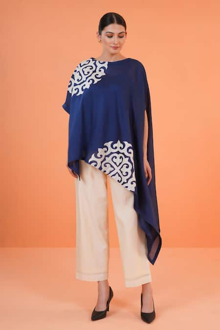 Origani Chanderi Silk Embroidered Kaftan & Pant Set 