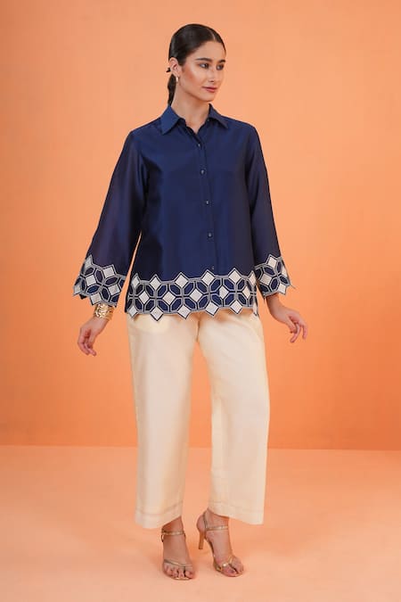 Origani Cutwork Shirt & Pant Set 