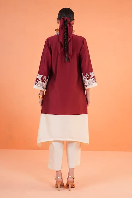 Origani Chanderi Resham Applique Embroidered Kurta Set 