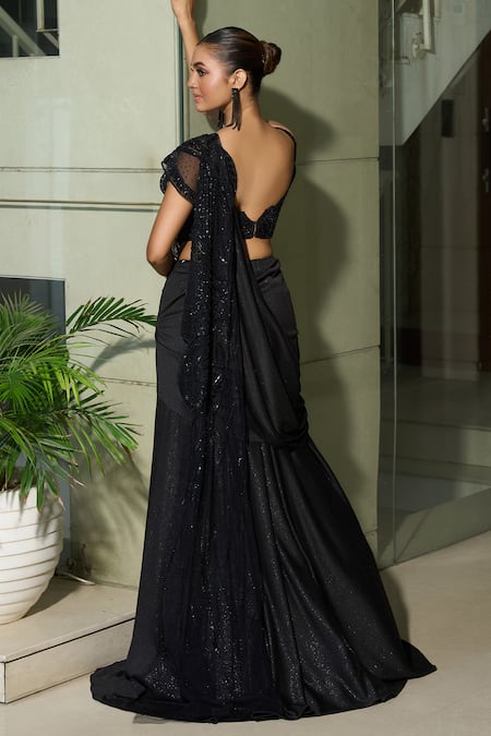 Presto Couture Embroidered Pre-Draped Saree & Blouse Set 