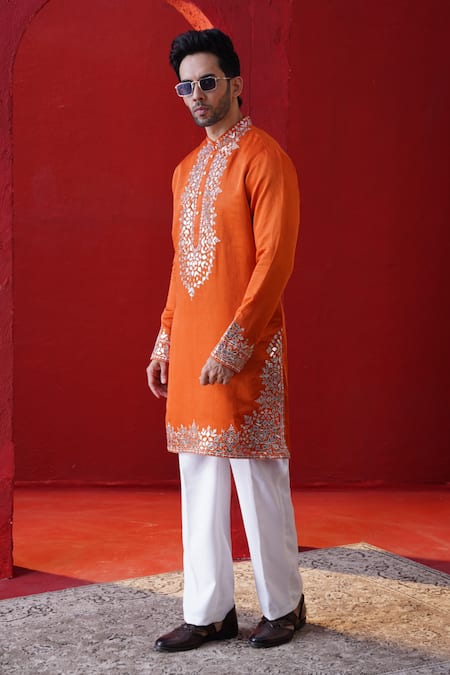 AUGUST by Swati Akash Jhunjhunwala Leather Applique Kurta Set 