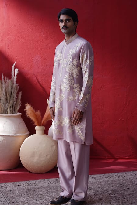 AUGUST by Swati Akash Jhunjhunwala Floral Embroidered Kurta Set 