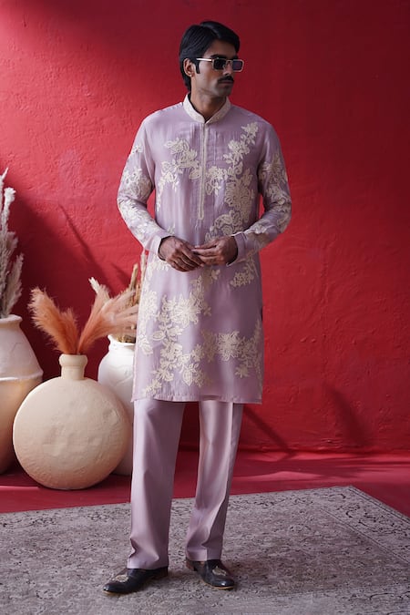 AUGUST by Swati Akash Jhunjhunwala Floral Embroidered Kurta Set 