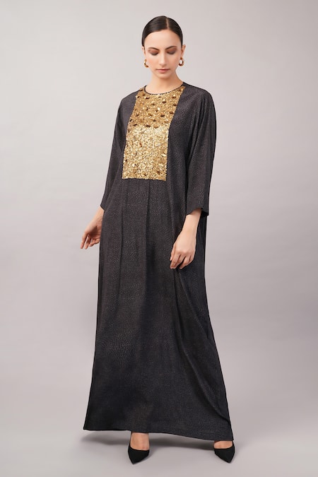 Abraham And Thakore Embellished & Dot Print Kaftan 
