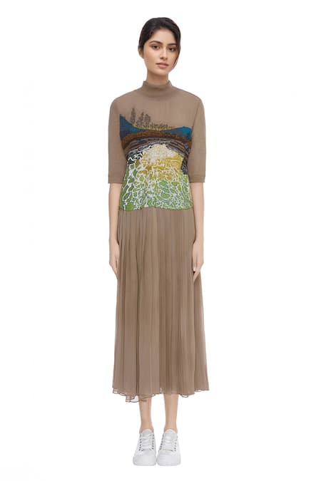 Huemn Embroidered Midi Dress 