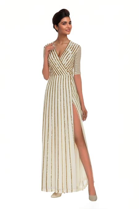Huemn Embellished Wrap Gown 