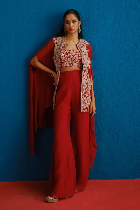 Mishru Aurea Embroidered Cape Pant Set 