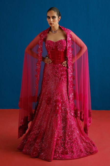 Mishru Audrey Floral Embroidered Corset Lehenga Set 