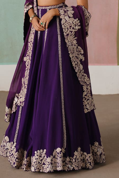 Buy_Mishru_Purple Tulle, Organza Embroidery, Sequins, Zari Ruhani Lehenga Blouse Set _Online_at_Aza_Fashions