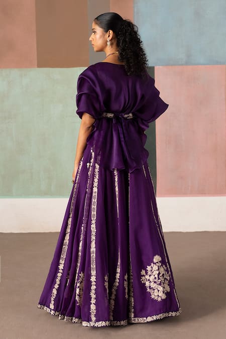 Mishru Saira Ruffled Top & Embroidered Skirt Set 