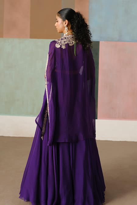 Mishru Avi Embroidered Cape Lehenga Set 