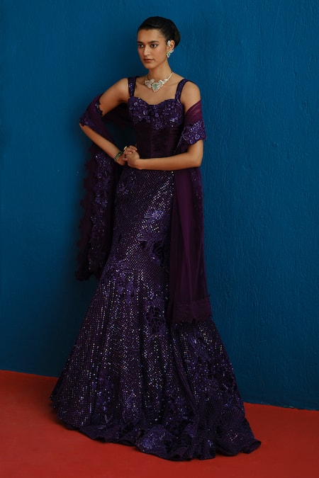 Mishru Audrey Floral Embroidered Corset Lehenga Set 