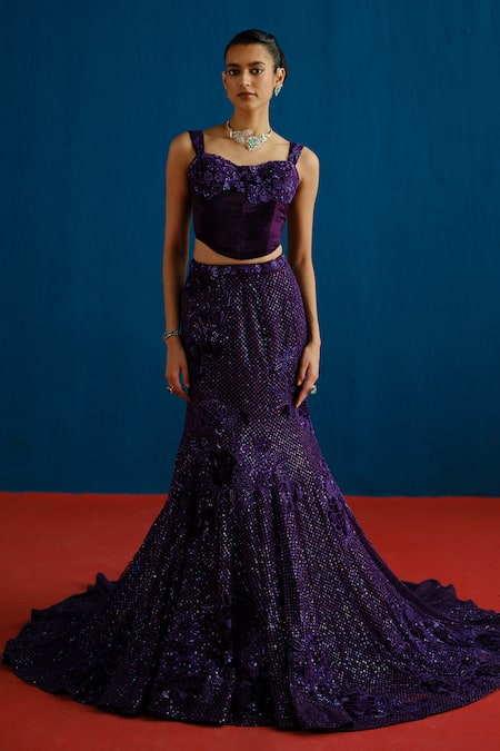 Mishru Audrey Floral Embroidered Corset Lehenga Set 