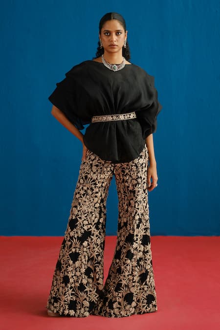 Mishru Elin Organza Ruffled Top Pant Set 