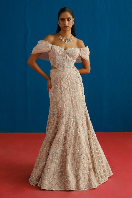 Mishru Diana Embroidered Corset Skirt Set 