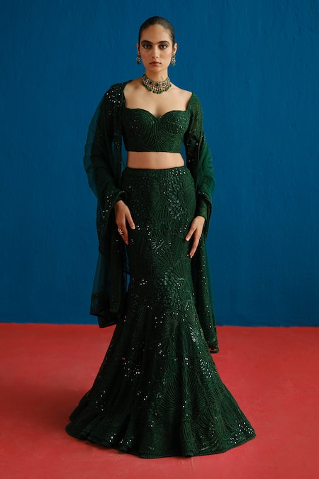 Mishru Taisya Embellished Blouse Skirt Set 