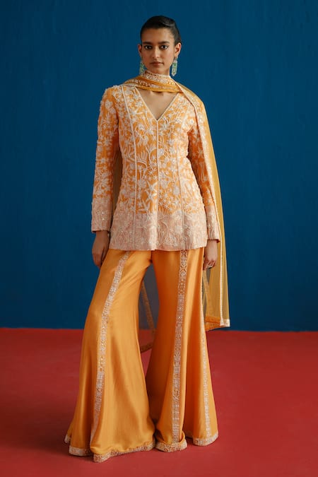 Mishru Aarika Embroidered Kurta Palazzo Set 
