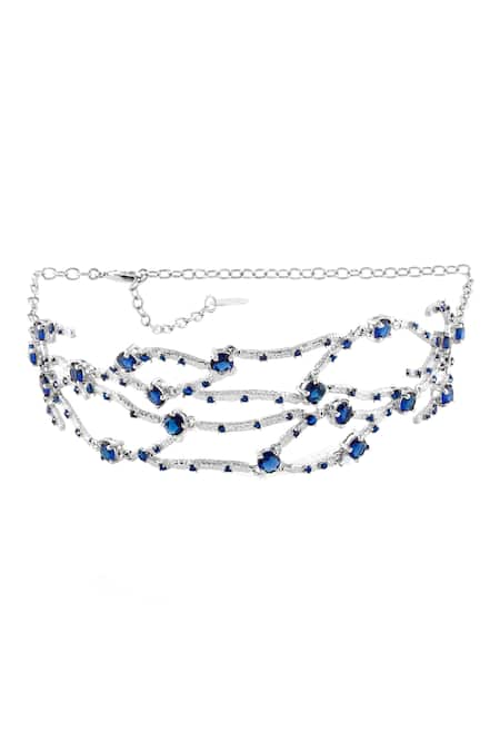Mnsh Tree Of Blue Embellished Choker 