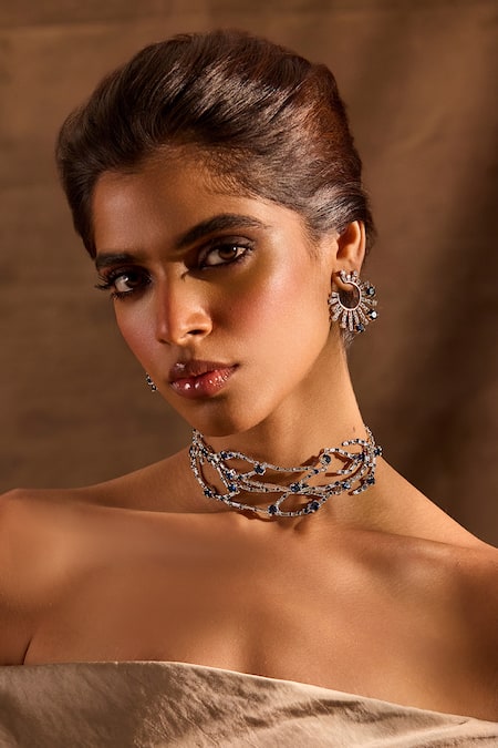 Mnsh Tree Of Blue Embellished Choker 