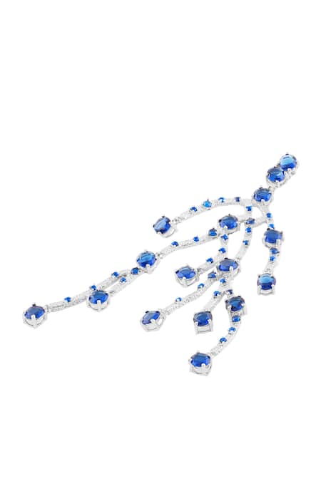 Mnsh_Silver Plated Stones, Crystals Tree Of Blue Earrings _Online_at_Aza_Fashions