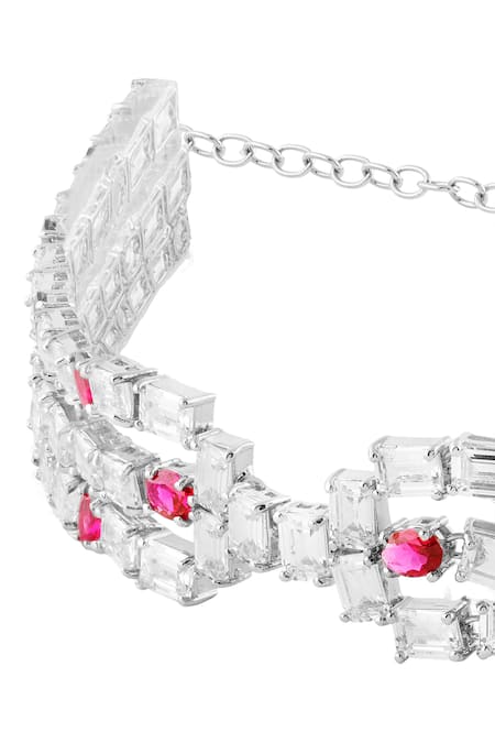 Buy_Mnsh_Silver Plated Waterfall Embellished Choker _Online_at_Aza_Fashions