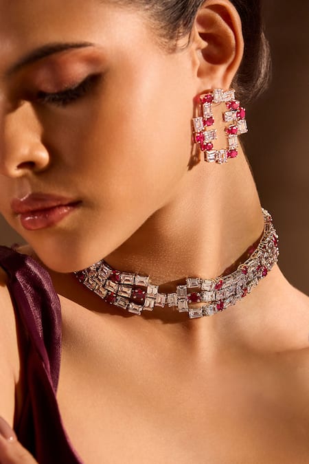 Mnsh Tetris Embellished Earrings 