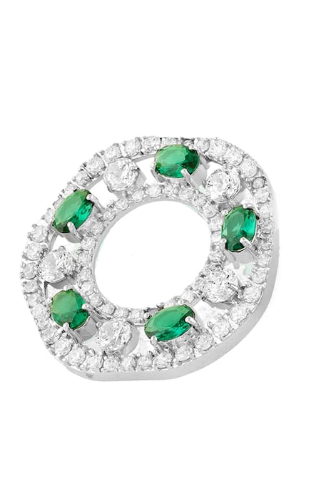 Buy_Mnsh_Silver Plated Stones Garden Of Green Embellished Stud Earrings _Online_at_Aza_Fashions