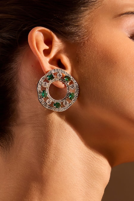 Mnsh Garden Of Green Embellished Stud Earrings 