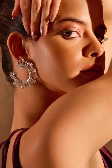 Mnsh Royal Crescent Embellished Earrings 