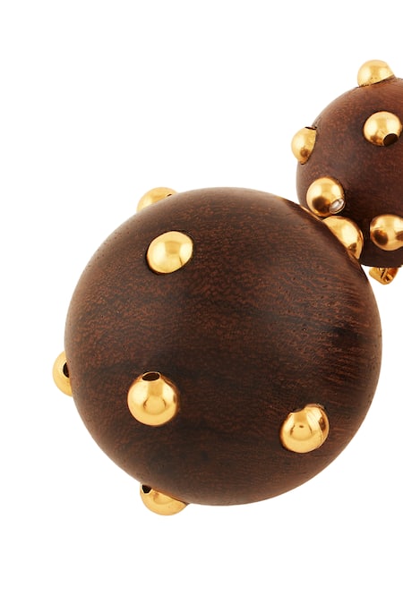 Mnsh_Brown Studs Shore Wave Embellished Drops _at_Aza_Fashions