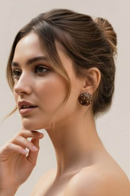 Mnsh Brown Faux Diamonds Starlit Embellished Stud Earrings Online at Aza Fashions Mnsh_Brown Faux Diamonds Starlit Embellished Stud Earrings _Online_at_Aza_Fashions