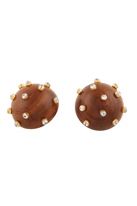 Buy Mnsh Brown Faux Diamonds Starlit Embellished Stud Earrings Online at Aza Fashions Buy_Mnsh_Brown Faux Diamonds Starlit Embellished Stud Earrings _Online_at_Aza_Fashions