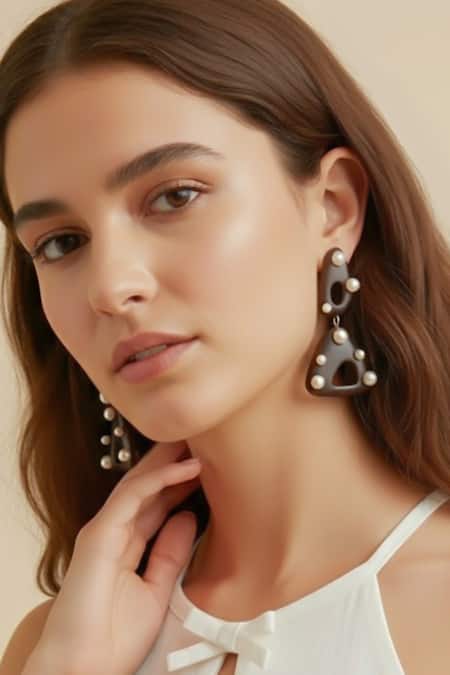 Mnsh Luna Pearl Embellished Danglers 