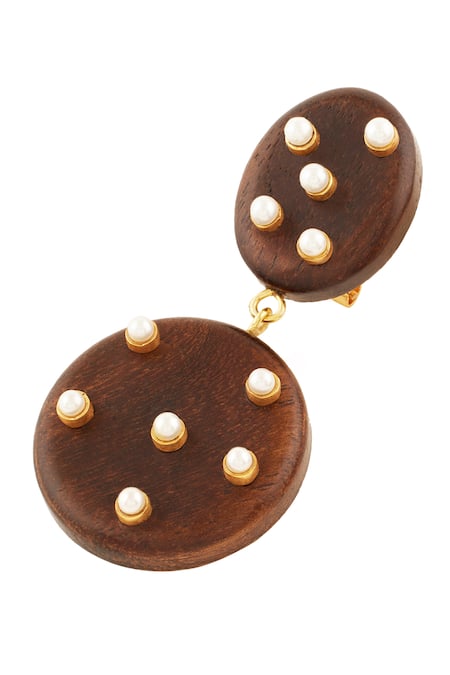 Shop_Mnsh_Brown Pearls Cove Embellished Drops _Online_at_Aza_Fashions