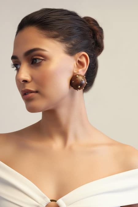 Mnsh Cove Gold Ball Stud Earrings 