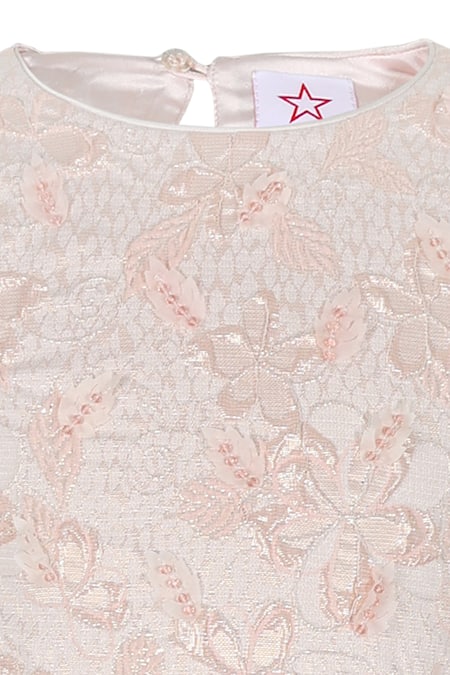 STELLA ROSSA BY LES PETITS_Pink Polyester Sequins, Ruffles, Bows Stella Rose Blush Dress _Online_at_Aza_Fashions