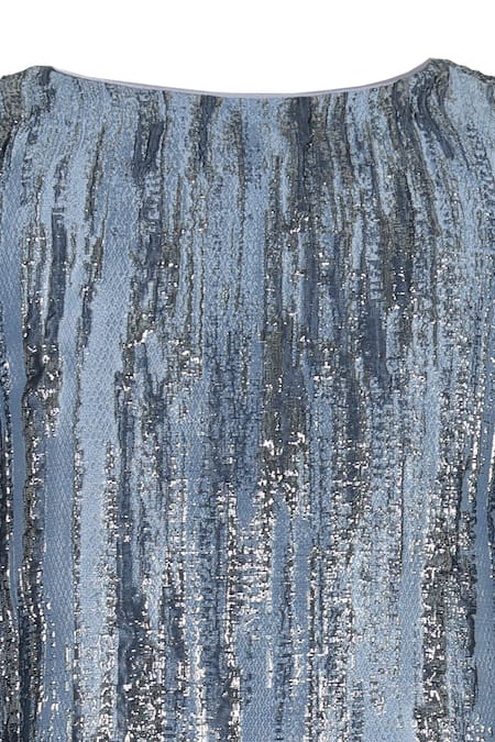 STELLA ROSSA BY LES PETITS_Blue Polyester Stella Marble Pattern Dress _Online_at_Aza_Fashions